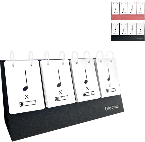 Gloxyuni Music Theory Rhythm Flash Cards (Black) Note Training Cards & Teaching Aids