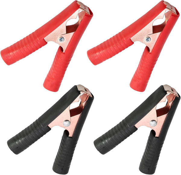 4 Pack 100A Insulated Alligator Clips, Heavy Duty Metal Clamp Jumper Cable Clamps for Car, Boat, Vehicle (Black & Red)