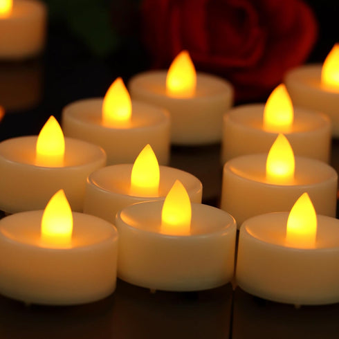 24 Pack CANDLE CHOICE Battery Operated Flameless Tea Lights Bright Flickering LED Tealight Candles for Wedding Table