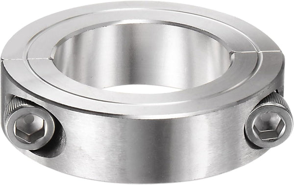 HARFINGTON Shaft Collar for 1-5/8" Rod, 2-5/8" OD, 11/16" Width, 304 Stainless Steel Double Split Axle Clamp-On Collar