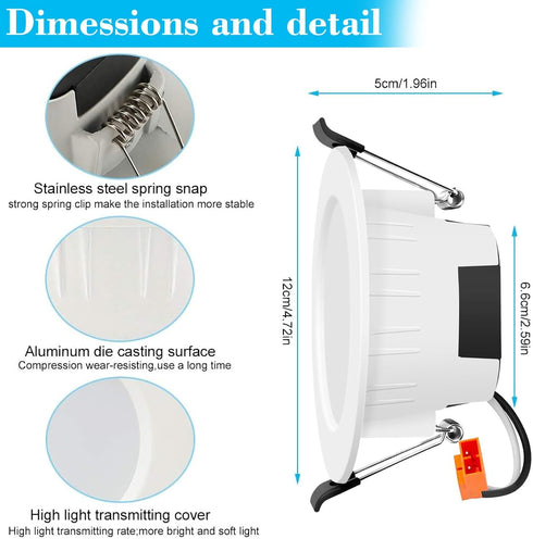 4 Inch, 9W 700LM 2700K-6500K Dimmable 1 Pack FVTLED Smart Recessed Lighting Wireless Bluetooth RGBWC Color Changing LED