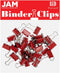 JAM PAPER Colorful Extra Small Binder Clips, 3/5 Inch (15 mm), Red, 30/Pack