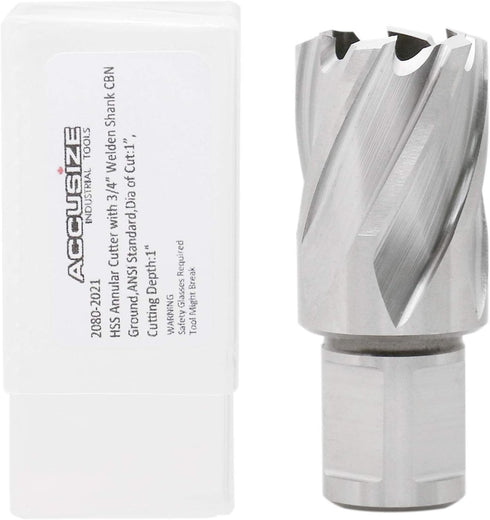Accusize Industrial Tools Hss Annular Cutter, 1'' Diameter by 1'' Depth with 3/4'' Weldon Shank