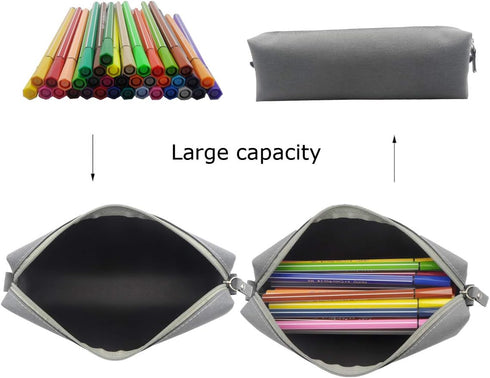 Enyuwlcm Stylish Simple Waterproof Pencil Bag, Small Square Fabric Pencil Case Black and Gray 2 Pack