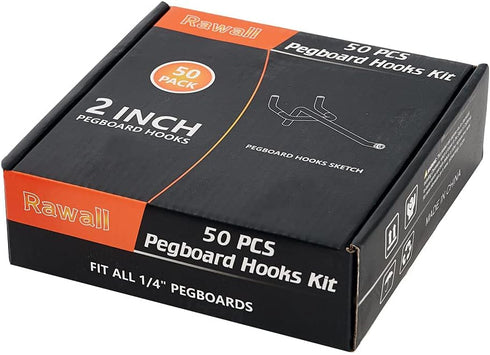 Pegboard Hooks, Large Diameter 50-Pack, 2 Inch L Shape Heavy Duty Galvanized Hooks for Pegboard