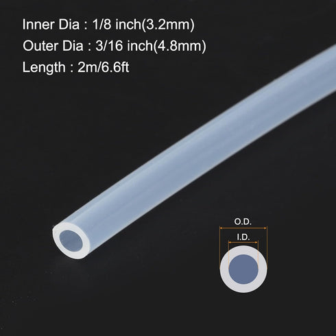 6.6ft 1/8" ID x 3/16" OD Silicone Tubing Clear 3.2mm x 4.8mm Industrial Plastic Tubing Pure Silicone Hoses for Pump Siphoning Draining Irrigation Brewing