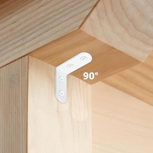 Oufiin 18Pcs 72 1.57x1.57 Inch White L Bracket & Pcs Screws, Corner Brace, Small Right Angle Bracket, Shelf Bracket