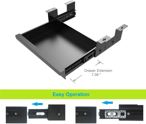 Beiyier Under Desk Sliding Drawer, Pull-out Storage Organizer for Office Desk or Table, Black