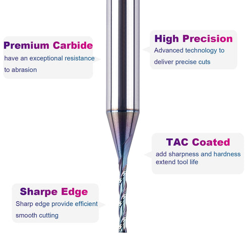 1/16 Inch 1/4 Inch SpeTool Up Cut Spial Router Bit Shank with Extra Long Life Coating CNC Router Bit Plunge Woodworking