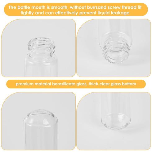 30ml Clear Glass Test Tubes with Screw Caps, Plastic Stoppers, 22 x 120mm, Leak-Proof, 6PCS