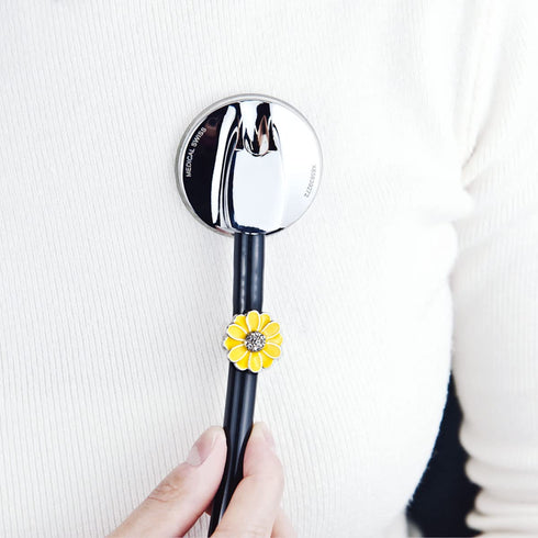 2 Pack Sunflower Bling Stethoscope Charms, Unique ID Name Tag for Doctor Nurse Gift