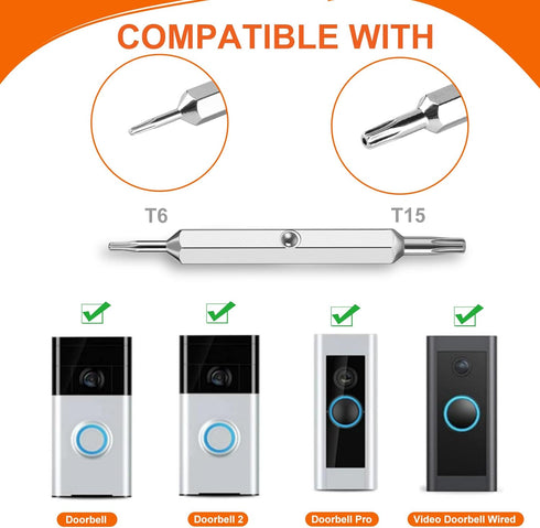 JVSEYTE T6 T15 Reset Video Doorbell Screwdriver, Double-Ended Screw Driver Tool for Camera Video Doorbell Replacement