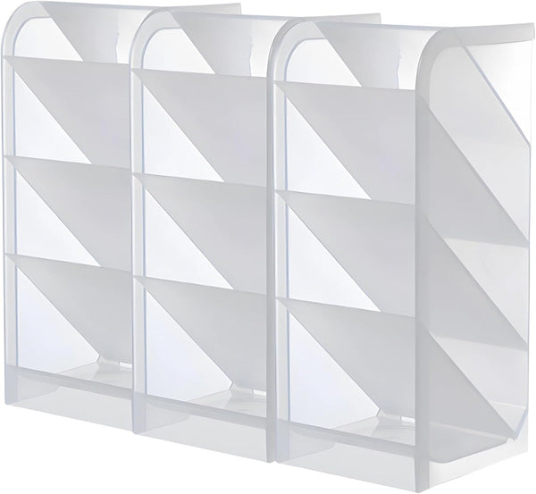 Generic 3-Piece Desk Organizer Set With Tilted Storage, Clear Plastic Makeup Brush &