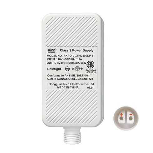Class 2 Power Supply for Permanent Outdoor Lights, 24V 2.5A 60W Outdoor