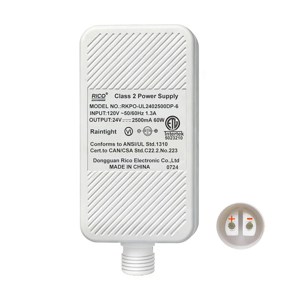 Class 2 Power Supply for Permanent Outdoor Lights, 24V 2.5A 60W Outdoor