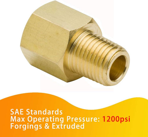 Legines Brass Pipe Fitting, NPT Adapter 1/4" Female to 1/8" Male Reducing Adaptor, 1200psi High Pressure, Pack of 2