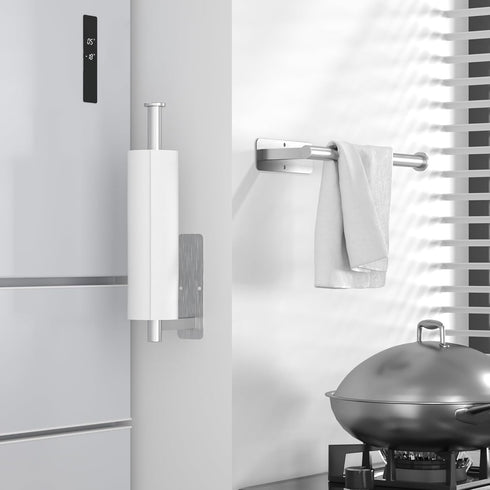 ASTOFLI Stainless Steel Paper Towel Holder, Under Cabinet 2 Pack, Self Adhesive Brushed Nickel Wall Mount