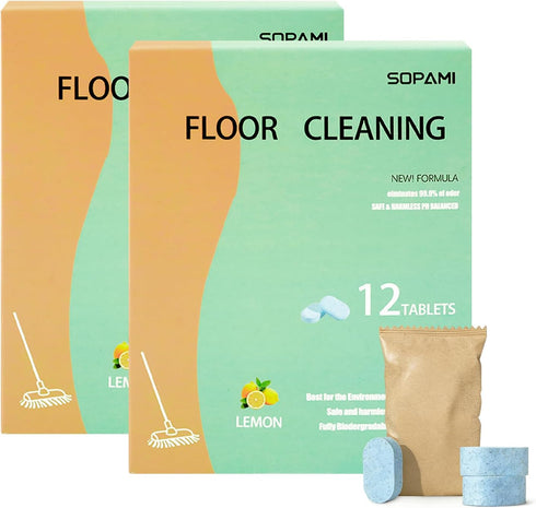 SOPAMI 24pcs Floor Cleaning Solution Tablet Deep Cleans for Multiple Hard Floors,