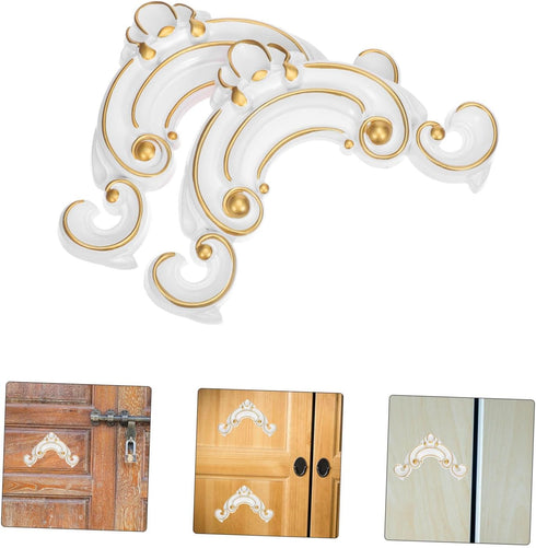 Veemoon 2pcs Decorative Peel and Stick Corner Onlays for Furniture and Walls Self-Adhesive PVC Appliques for Cabinets