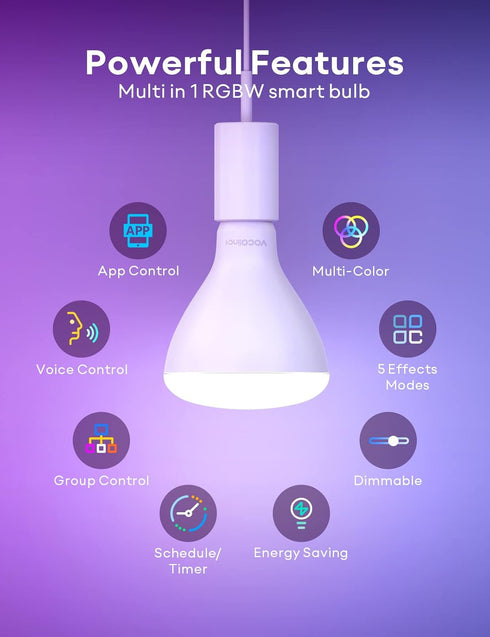 Bulbs 1Pack, Bulb BR30 2200K-7000K Dimmable, 800 9.5W (60W E26 VOCOlinc Smart Light RGBW Color Changing Light Works