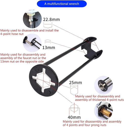 Basin Wrench Set, 7 Sizes Universal Sink Wrench, Multifunctional Carbon Steel Faucet Wrench (Black) (2)