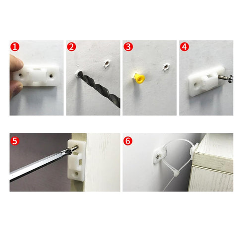 Generic 6Pcs Furniture Anchors Resistant Straps for TV Stands Dresser Bed