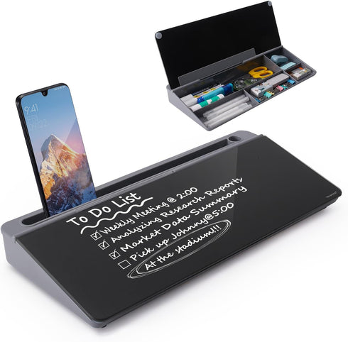 TSJ OFFICE Desktop Whiteboard Dry-Erase Board - Computer Keyboard Stand White Board with Drawer, Office Organizer