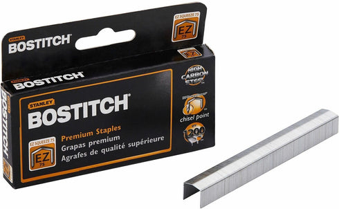 Bostitch Office EZ Squeeze PowerCrown Staples, 75 Sheet, 1,200 Per Box (STCR75XHC), Steel