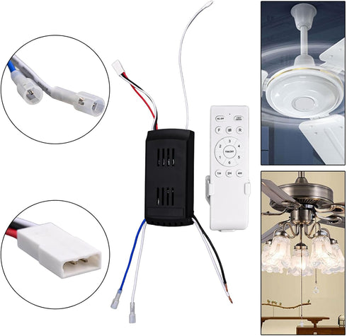Lioaeust 6-Speed 90-265V(English Ceiling Fan Remote Control Kit with Light Receiver Controller, Frequency Conversion