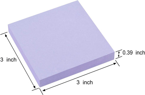 ZCZN Light Purple Sticky Notes, 3 x 3 in, 100 Sheets/Pad, 4 Pads/Pack