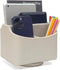 UnionBasic 360 Degree Rotating Desk Organizer, Spinning Caddy for TV Guide, Mail, Media, Remote Holder, Beige Leather