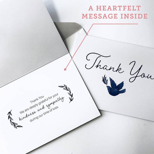 6 4.25 Pack 25 CARDAMONOLY Thank You Cards with Envelopes Funeral - Sympathy Cards with Envelopes with Blue Dove