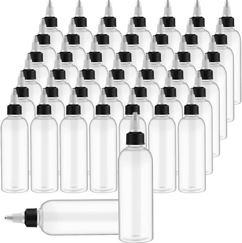 5Pcs 4oz/120ml Plastic Dispensing Bottles with Twist Top Cap, Boston Round LDPE Squeeze Bottles for Crafts