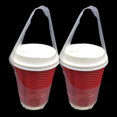 12.5x23cm 100 FERENLI Pcs Clear Plastic Handle Drink Containers Bags T Type Delivery Hanging Carry Take Out Beverage