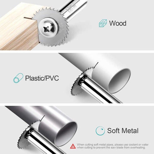 5PCS Rotary Drill Saw Blades with 2PCS 1/4" Hex Shank, HSS Cutting Disc Wheel Blades for Rotary Tools