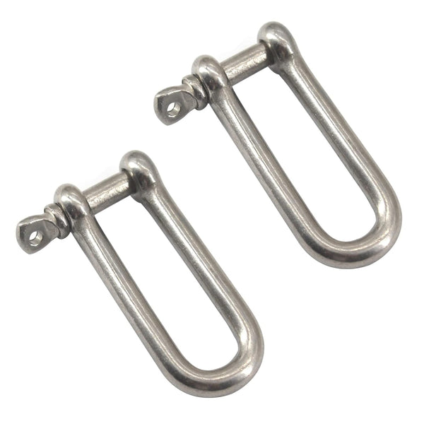 M12 Long D Ring Shackle, 304 Stainless Steel Anchor Shackle with Screw Pin for Material Handling (Pack of 2)