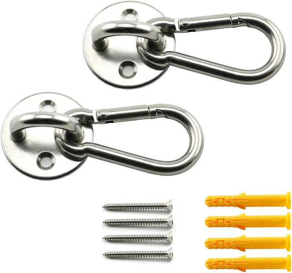 2 Set M8 Ceiling & Wall Mount Hanging Hardware - 304 Stainless Steel Heavy Duty Round Pad Eye Hook Plate