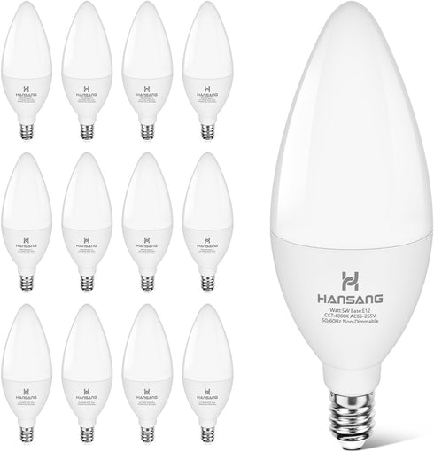 hansang E12 LED Bulb Candelabra Base, Type B LED Bulb 50 Watt