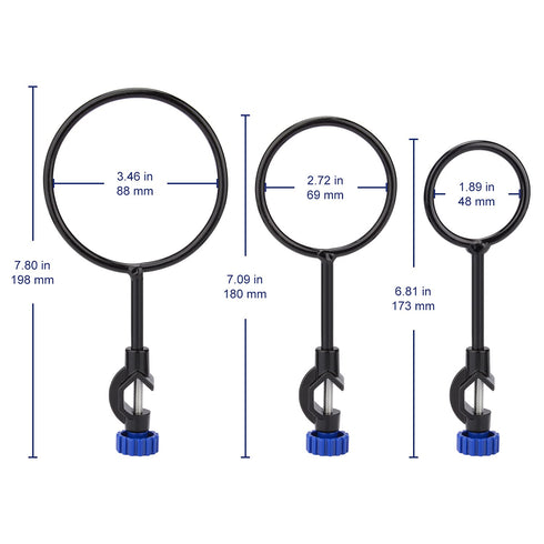 Support Retort Ring Set, 3 Pieces Iron Lab Support Ring with Boss Head in Diameter 60mm 80mm 100mm for Laboratory Experiment, Sturdy Corrosion Resistant