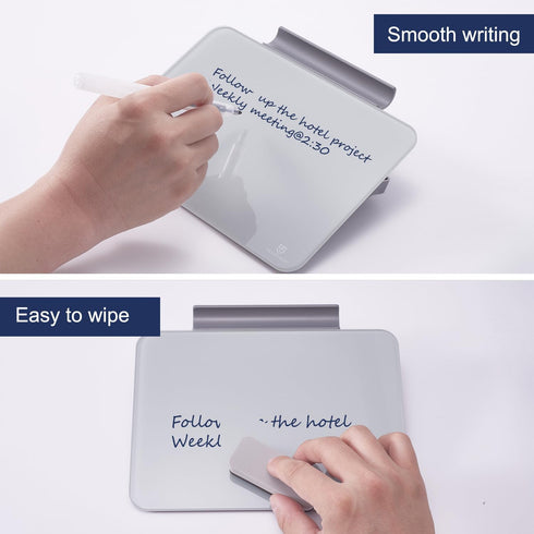 Small Desktop Glass Dry-Erase Whiteboard, 8 X 6 Inches - Tabletop Easel Whiteboard with Stand for Artist & Teacher
