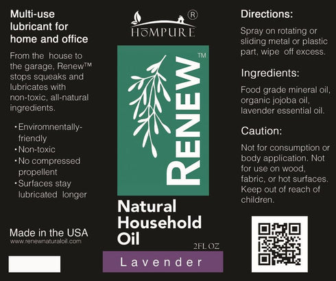 HMPURE Renew Natural Household Oil Lavender - Eco-Conscious All-Purpose Lubricant Spray with Lavender Scent for Doors