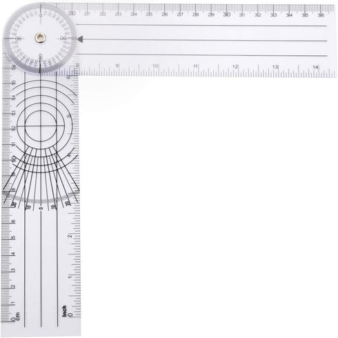 Clear Plastic Goniometer with 360 Degree Rotation, 7'' Arms, Quick Angle Protractor Measuring Tool