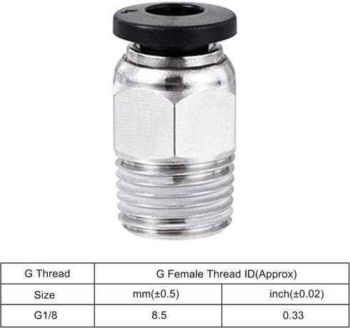 uxcell Pneumatic PTFE Air Tubing Kit with M8 G1/8 Push to Connect Fittings, 4mm OD 2M White