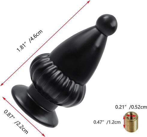 1.81 Inch M10x 1MM 2 KUMGROT Lamp Shade Nut, Black Aluminum Alloy Lamp Finials, Hardware Accessory for Various Pendant