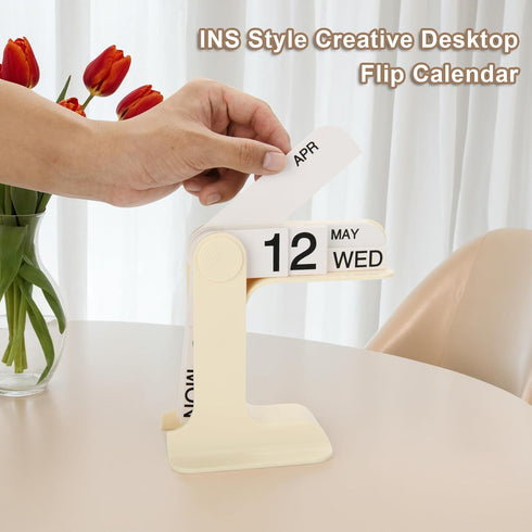 Homakover Flip Perpetual Calendar, Desk Calendar Standing Flip, Daily Perpetual Desktop Calendar with Large Display