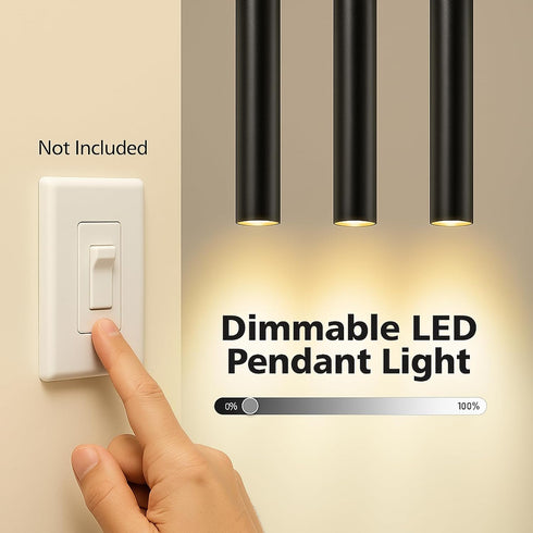 10W Dimmable Counter, 4000K, Pack 1 Modern LED Pendant Light, Ceiling Hanging Spotlight Fixture Black Minimalist