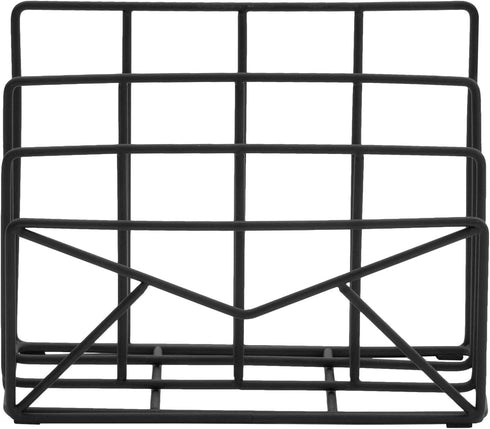 MyGift 3 Slot Modern Black Metal Wire Desk Mail Sorter with Envelope Design for Compact Storage Organizer