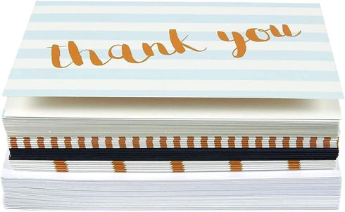 4x6 144-Pack, 6 Juvale Thank You Cards with Envelopes - In, Assorted Polka Dot & Stripe Designs - Bulk Blank Thank You