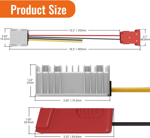 Step Down Converter 18V to 12V for Milwaukee M18 Power Wheel Battery Adapter DC 12V 20A 240W Buck Converter DC Voltage Regulator