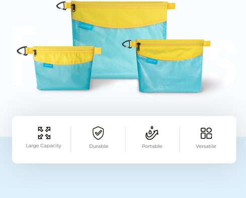 Water-resistant Zipper Pouch, Small Mesh Storage Bag for Travel and Office, Blue